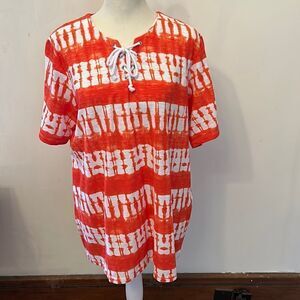 Allison Daley orange white tie dye look  short sleeve top Size L